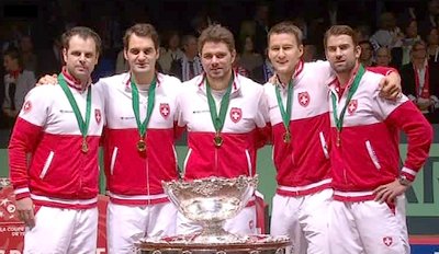victoire de la Suisse en Coupe Davis 2014 avec ses deux champions Federer et Wawrinka