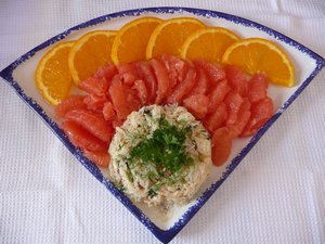 carpaccio de crabe aux agrumes